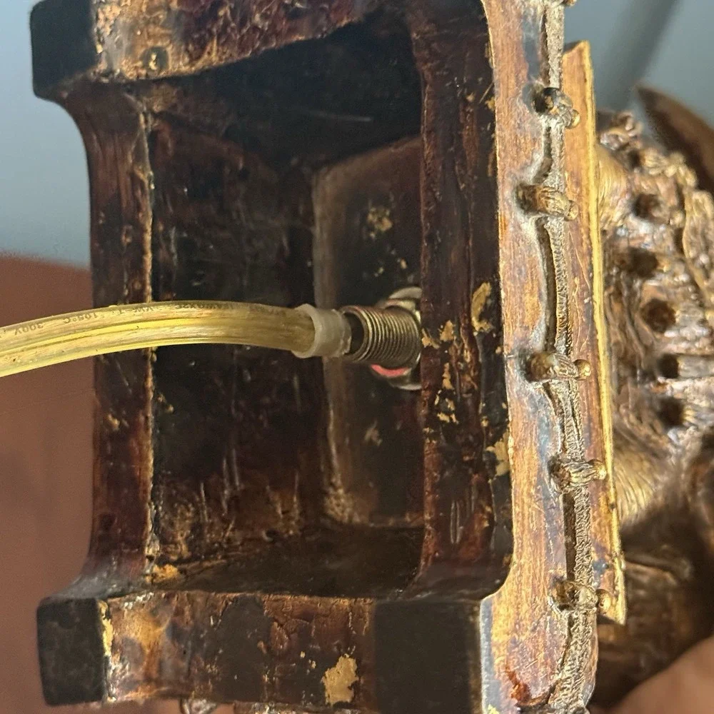 Vintage Gilded Elephant Table Lamp (Base Only) Indian Hollywood Regency Boho 14